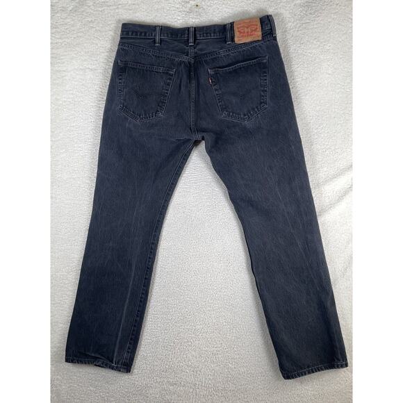 Levis 501 Jeans Mens 38x32 (35x30 Actual) Black Straight Button Fly Marbling - Picture 2 of 16